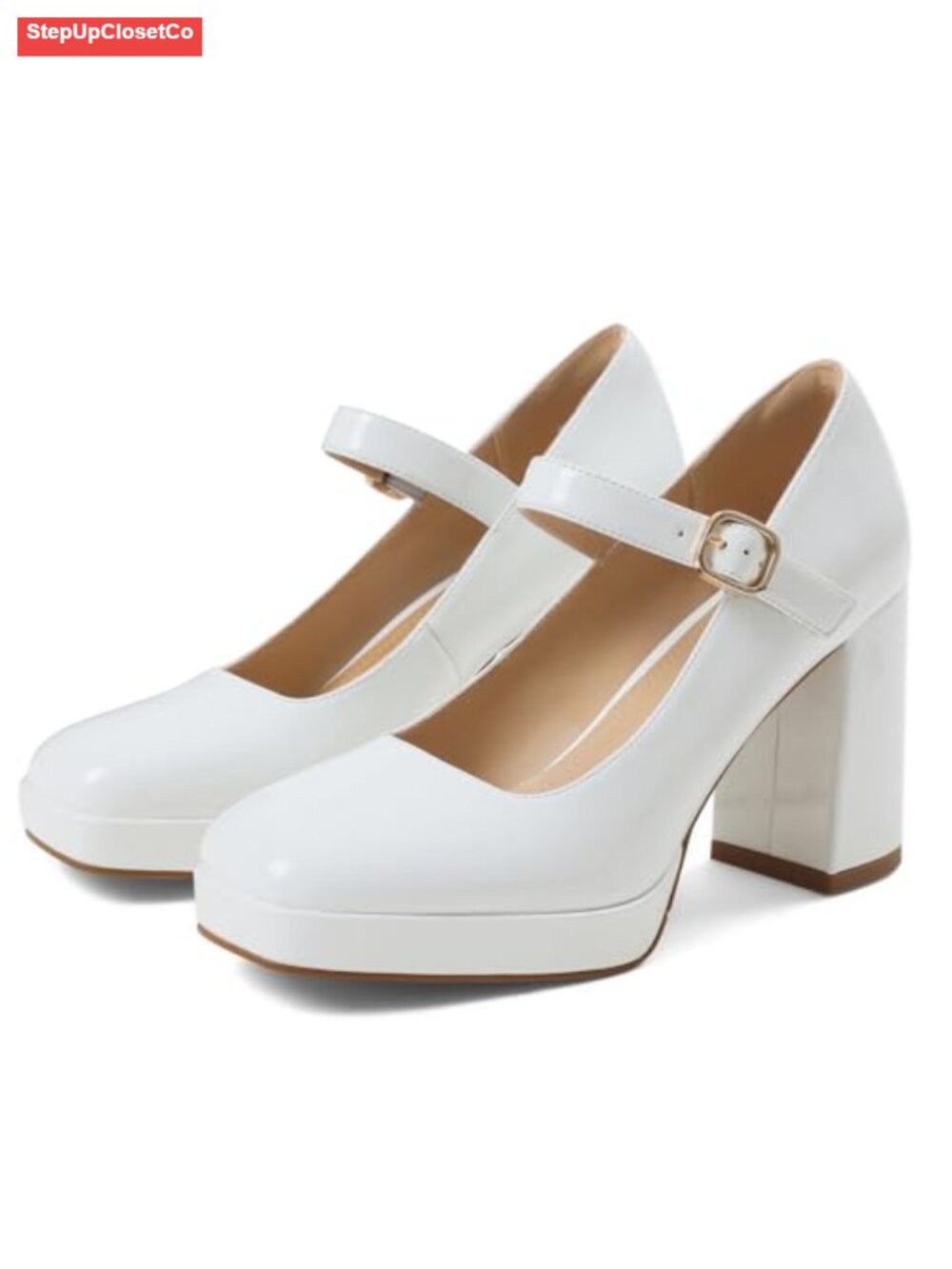 Mary Jane Platform Heels Women Chunky Block Heels PU